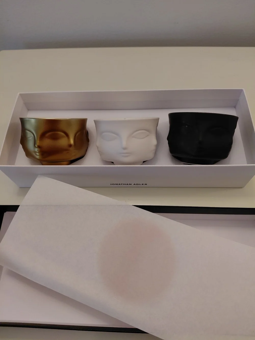 Jonathan Adler Muse Votive Set in Black, White & Gold